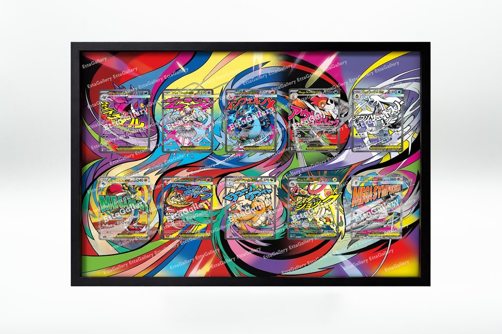 Mega Gengar ex, Mega Diancie ex, Mega Charizard X ex, Mega Scrafty ex, Mega Froslass ex, Mega Lucario ex, Mega Hawlucha ex, Mega Dragonite ex, Mega Eelektross ex and Mega Gardevoir ex from Ascended Heroes/Mega Evolution Promo