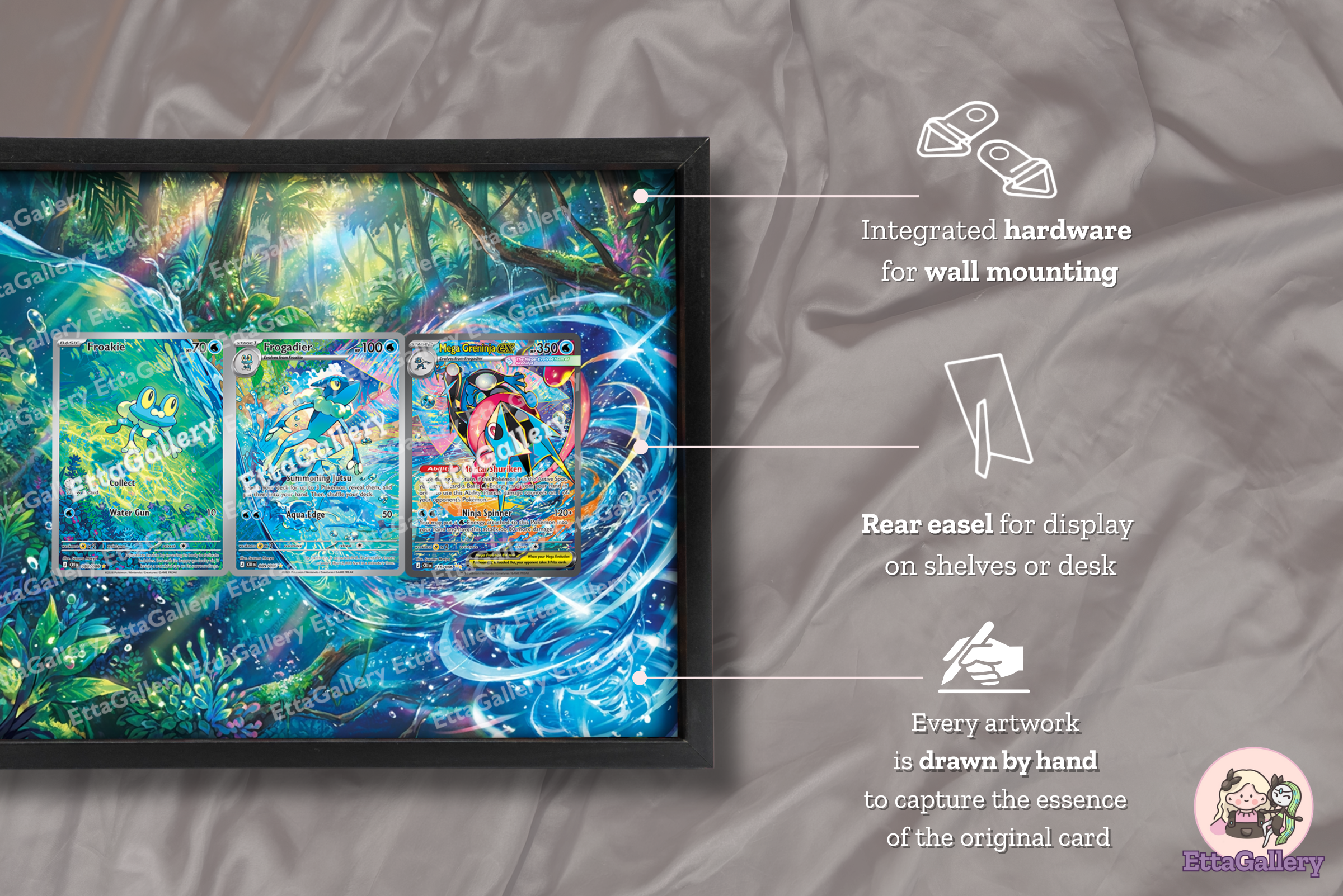 Froakie, Frogadier and Mega Greninja ex from Chaos Rising | Display Frame