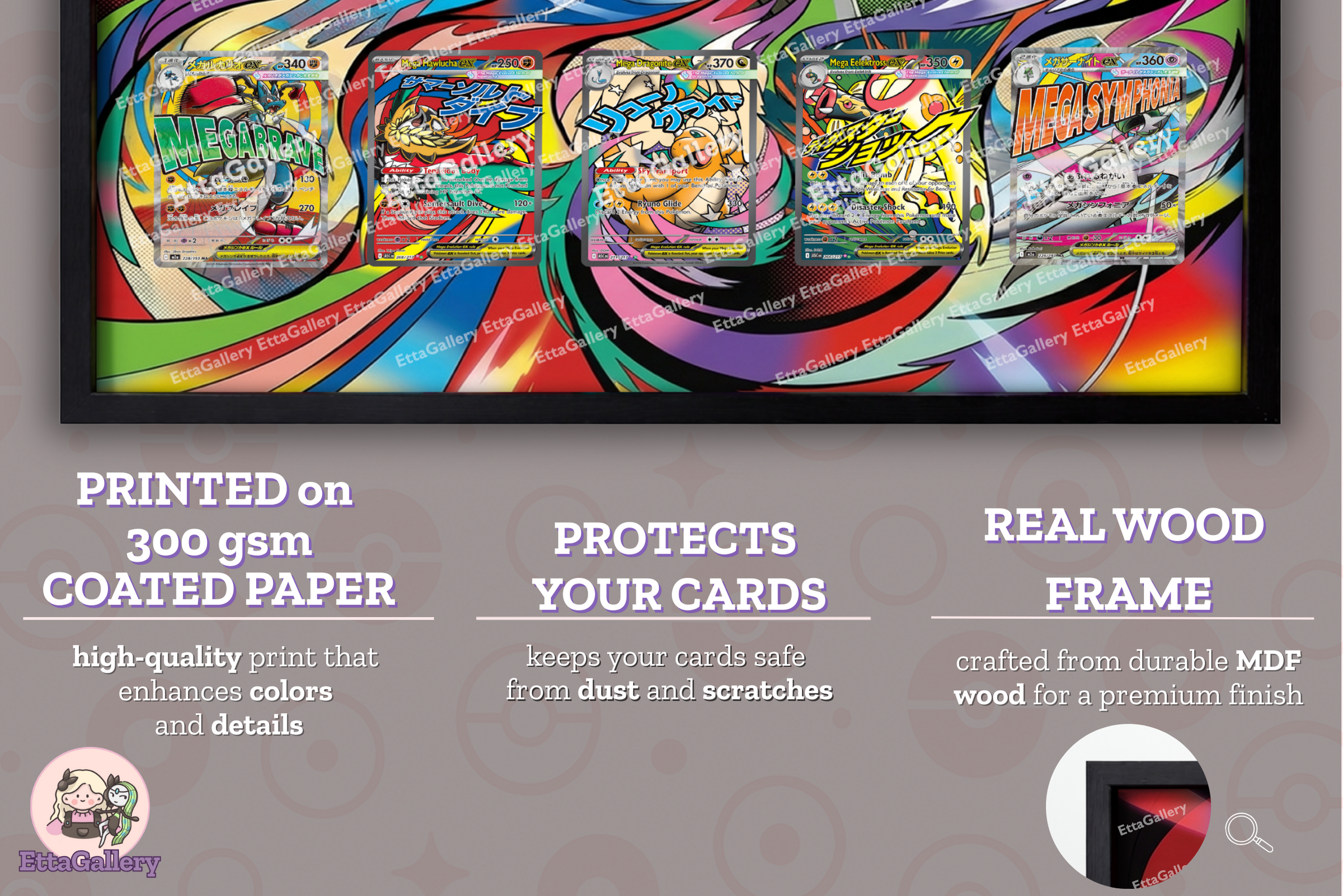 Mega Gengar ex, Mega Diancie ex, Mega Charizard X ex, Mega Scrafty ex, Mega Froslass ex, Mega Lucario ex, Mega Hawlucha ex, Mega Dragonite ex, Mega Eelektross ex and Mega Gardevoir ex from Ascended Heroes/Mega Evolution Promo