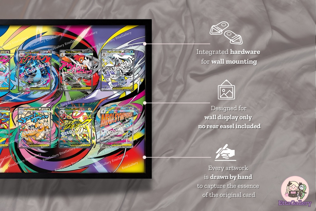 Mega Gengar ex, Mega Diancie ex, Mega Charizard X ex, Mega Scrafty ex, Mega Froslass ex, Mega Lucario ex, Mega Hawlucha ex, Mega Dragonite ex, Mega Eelektross ex and Mega Gardevoir ex from Ascended Heroes/Mega Evolution Promo