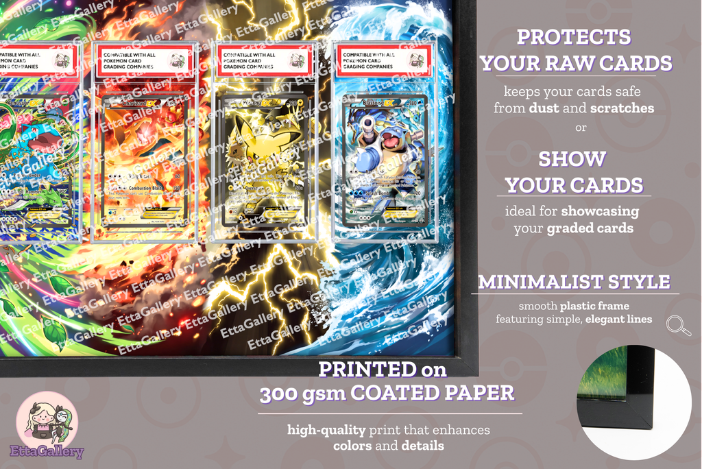 Venusaur EX, Charizard EX, Pikachu EX e Blastoise EX da XY Black Star Promos | Cornice Espositiva