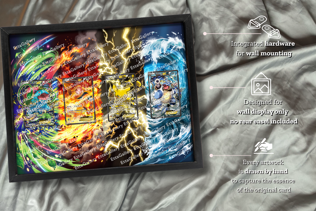 Venusaur EX, Charizard EX, Pikachu EX e Blastoise EX da XY Black Star Promos | Cornice Espositiva