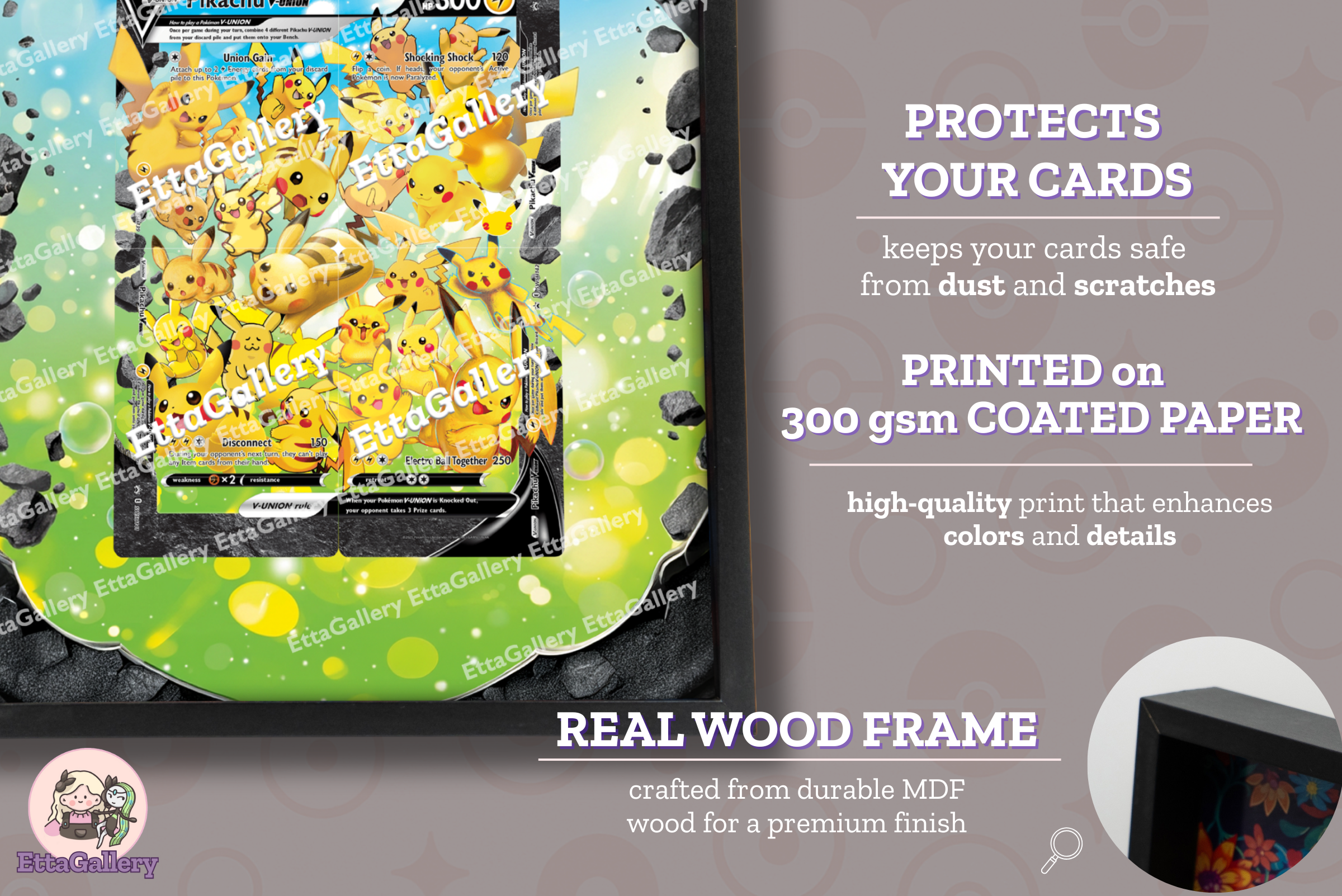 Pikachu V-UNION from SWSH Promo | Display Frame