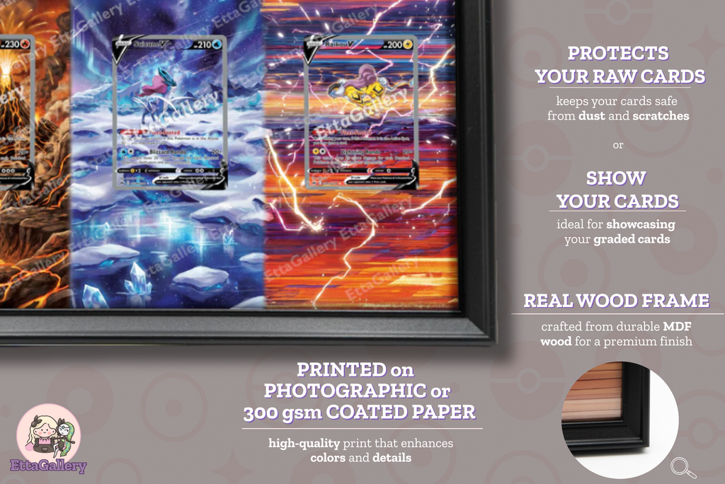 Entei V, Suicune V and Raikou V from Crown Zenith | Display Frame