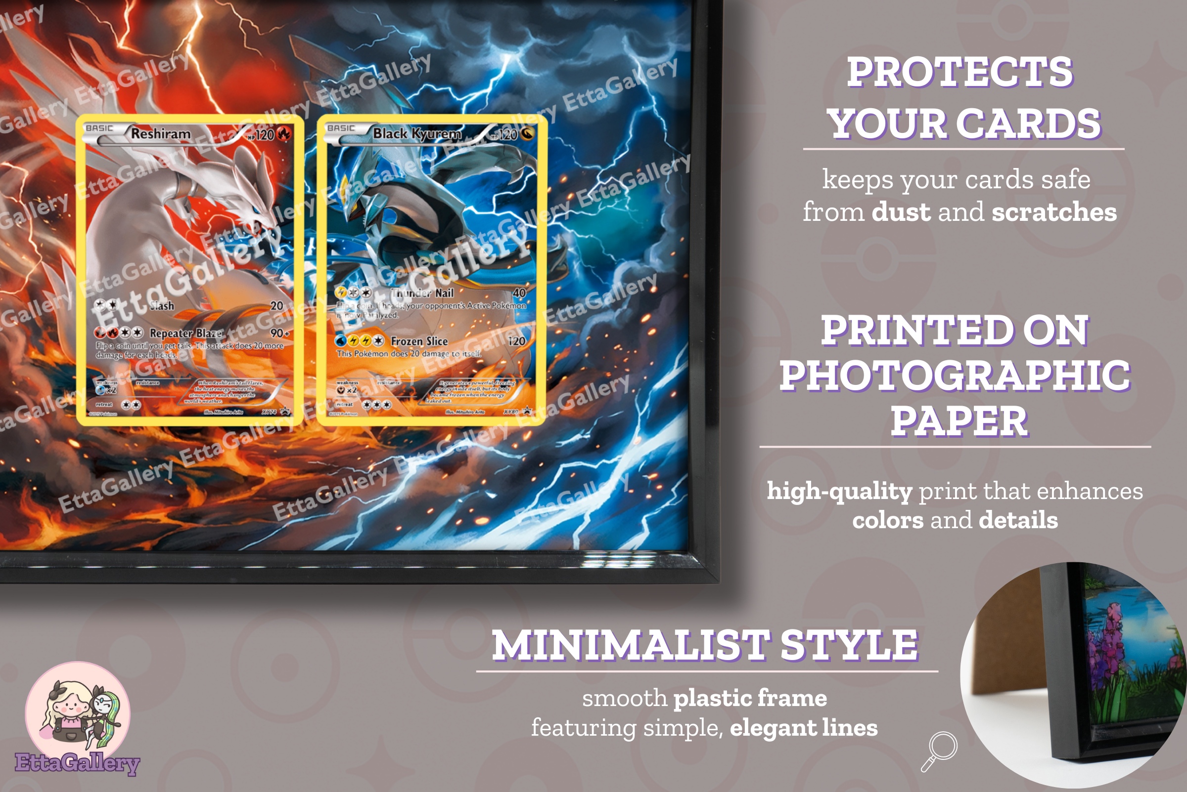 Reshiram and Black Kyurem from XY Promo | Display Frame