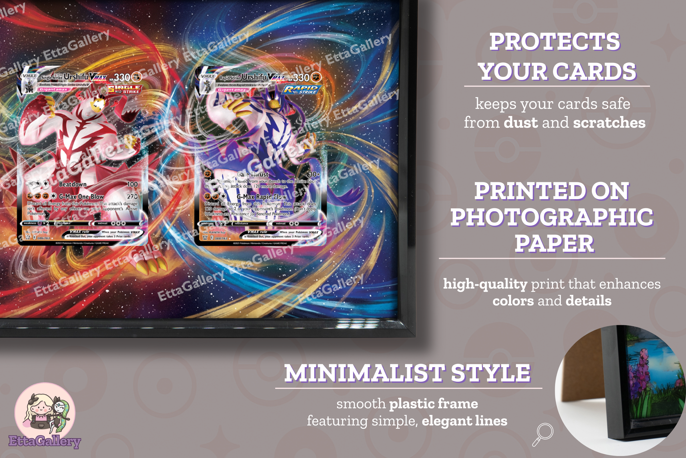 Single Strike Urshifu VMAX and Rapid Strike Urshifu VMAX from Battle Styles | Display Frame