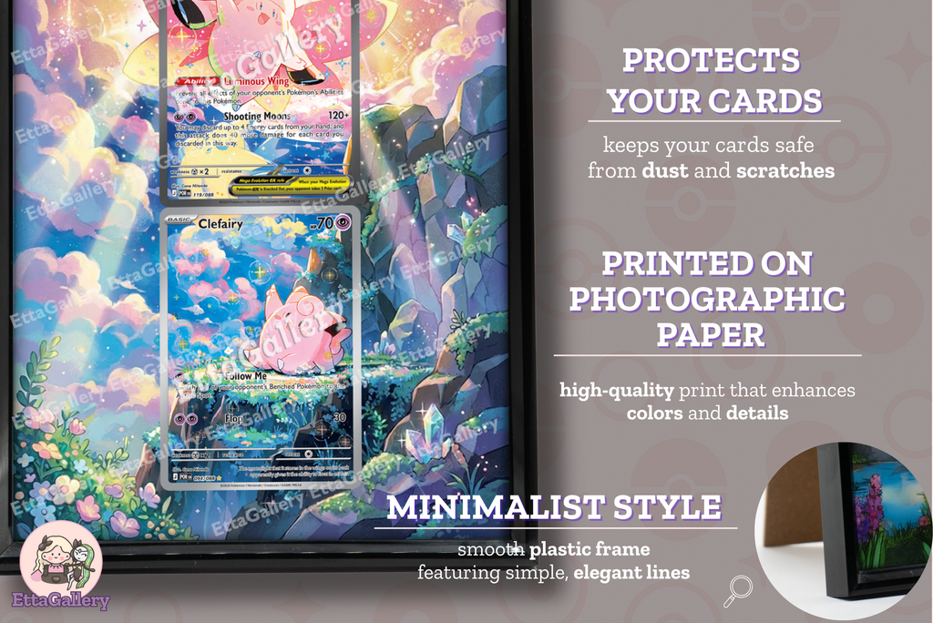 Clefairy e Mega Clefable ex da Equilibrio Perfetto | Cornice Espositiva