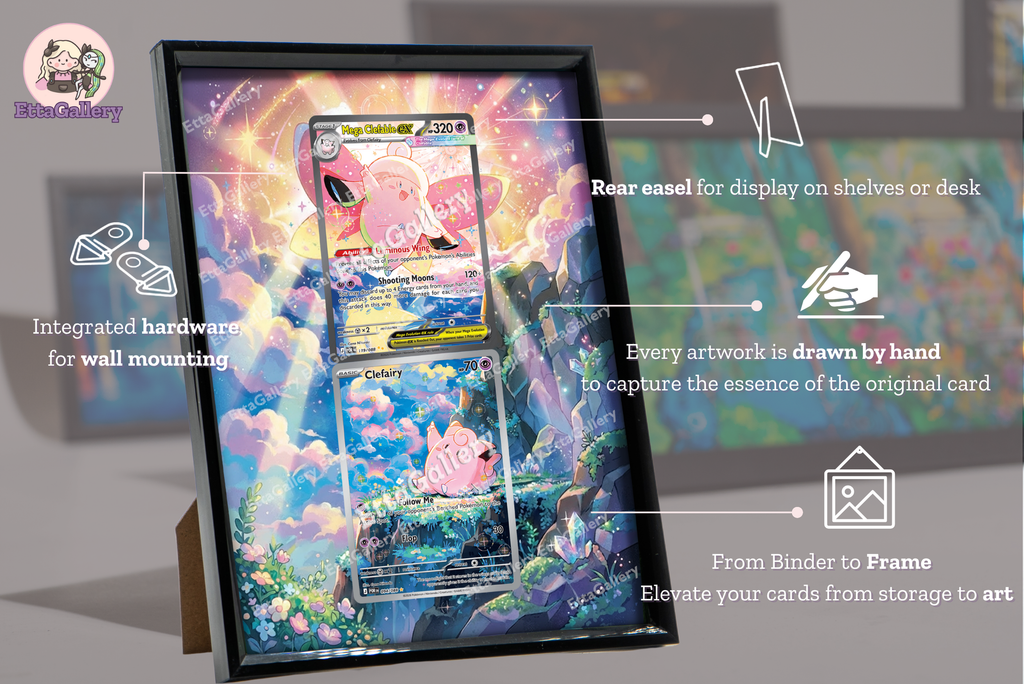 Clefairy e Mega Clefable ex da Equilibrio Perfetto | Cornice Espositiva