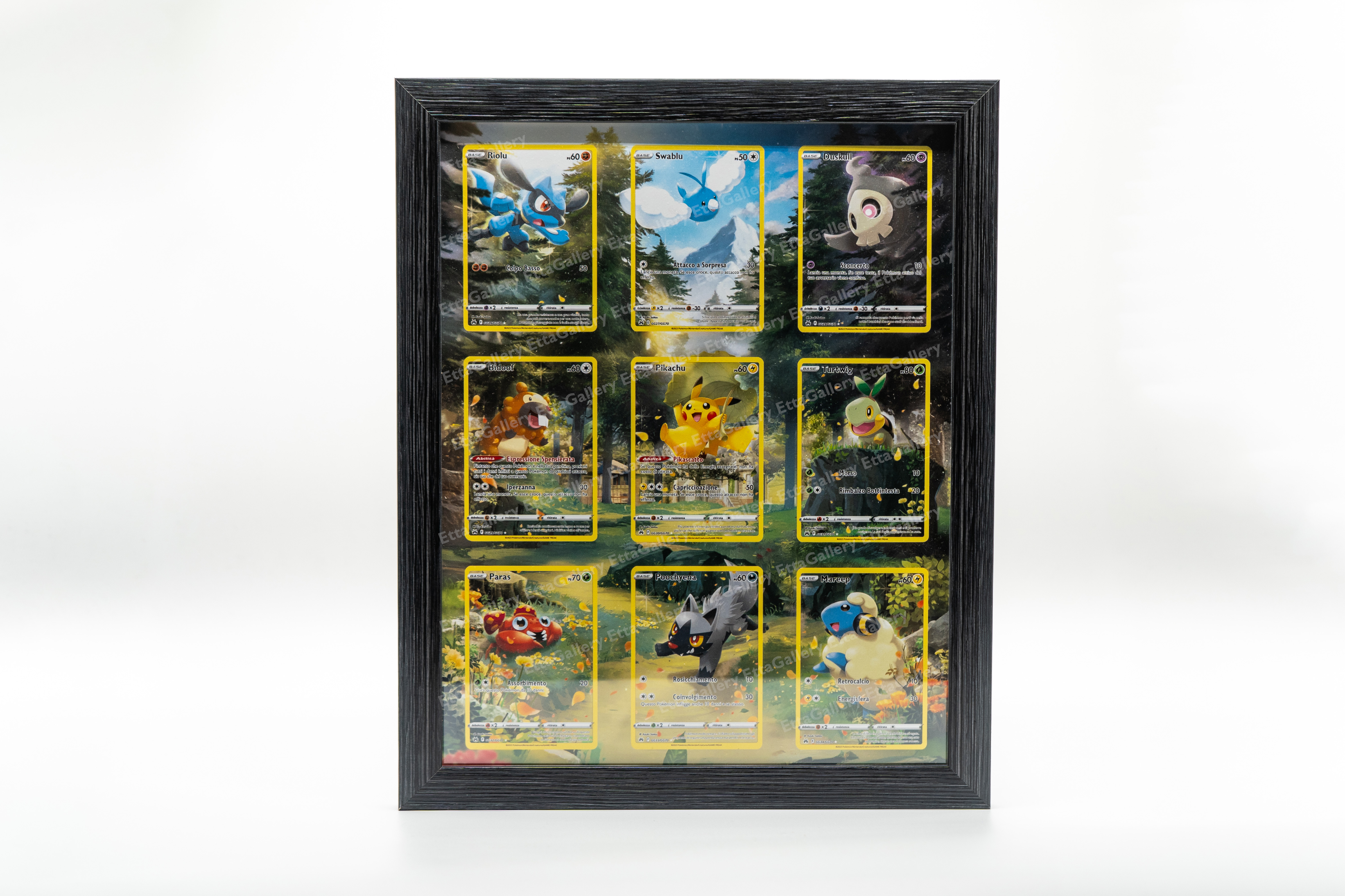 Riolu, Swablu, Duskull, Bidoof, Pikachu, Turtwig, Paras, Poochyena and Mareep from Crown Zenith