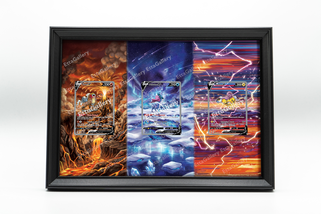 Entei V, Suicune V and Raikou V from Crown Zenith | Display Frame