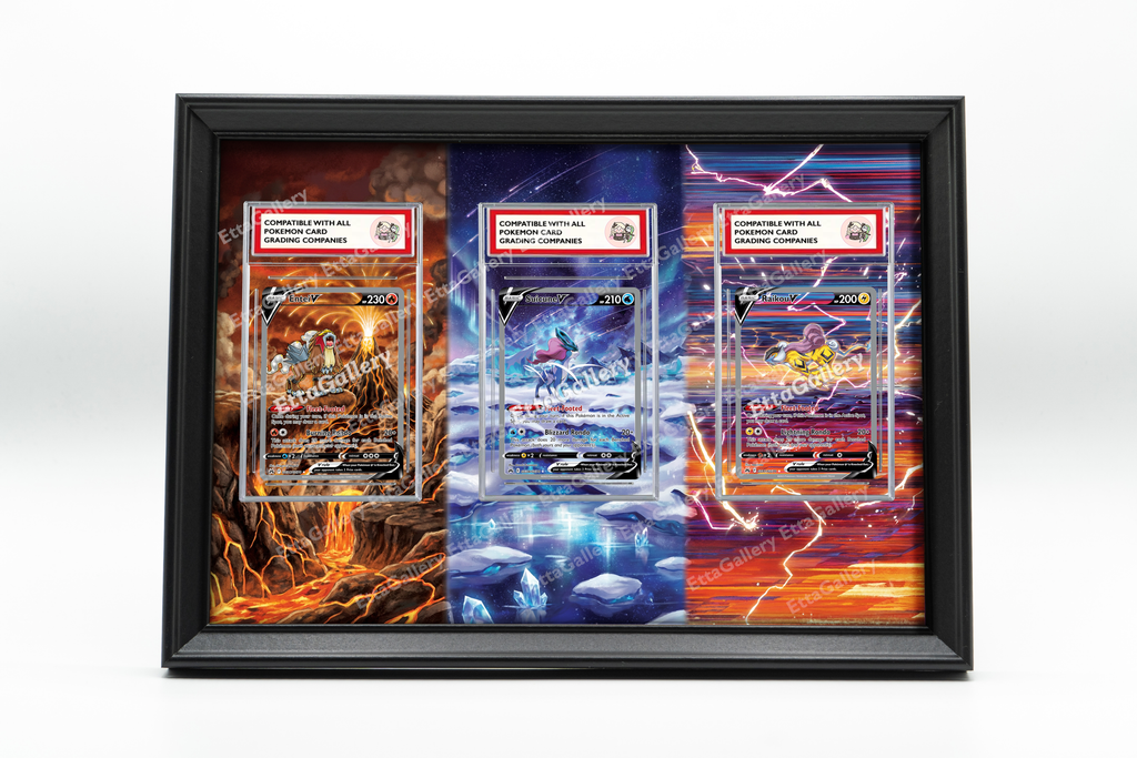 Entei V, Suicune V and Raikou V from Crown Zenith | Display Frame