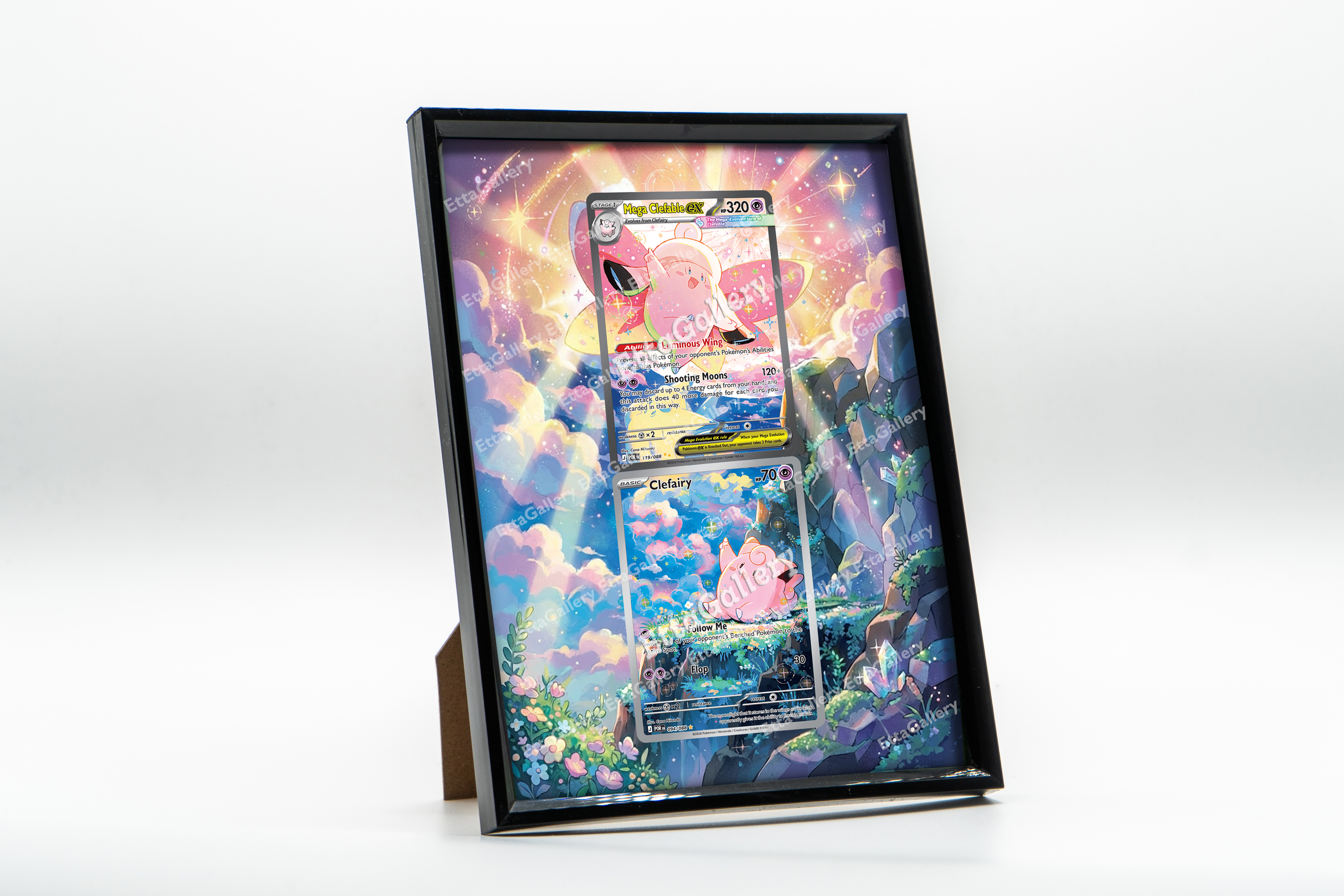 Clefairy e Mega Clefable ex da Equilibrio Perfetto | Cornice Espositiva