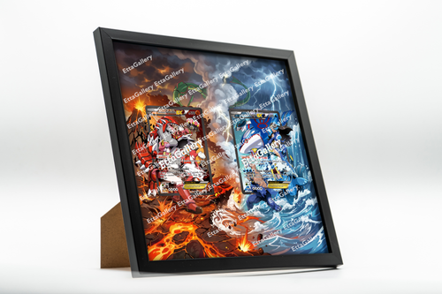 Team Magma's Groudon EX and Team Aqua's Kyogre EX from Double Crisis | Display Frame