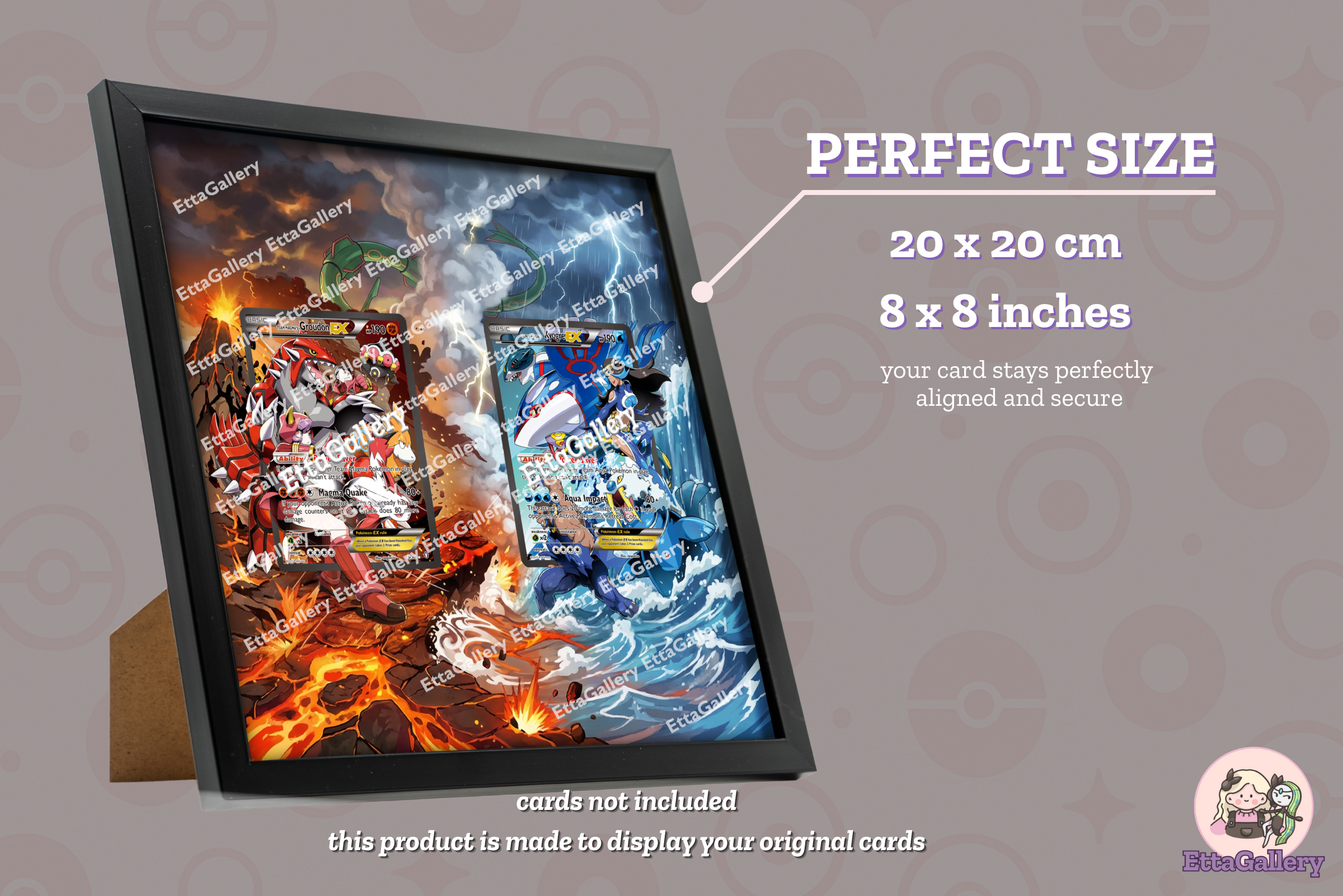 Team Magma's Groudon EX and Team Aqua's Kyogre EX from Double Crisis | Display Frame