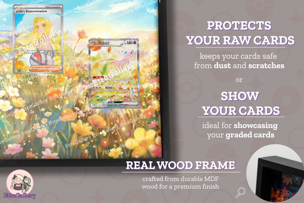 Lillie's Determination and Mew ex from Mega Evolution /Scarlet and Violet Promo SV-P | Display Frame