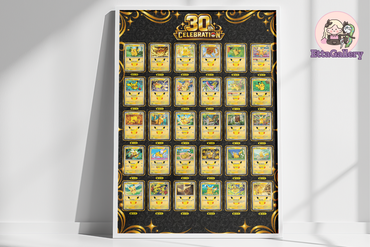 Pikachu Full Set from 30th Celebration (28x20 inches | 70x50 cm) | Poster Extended Art (Digital)