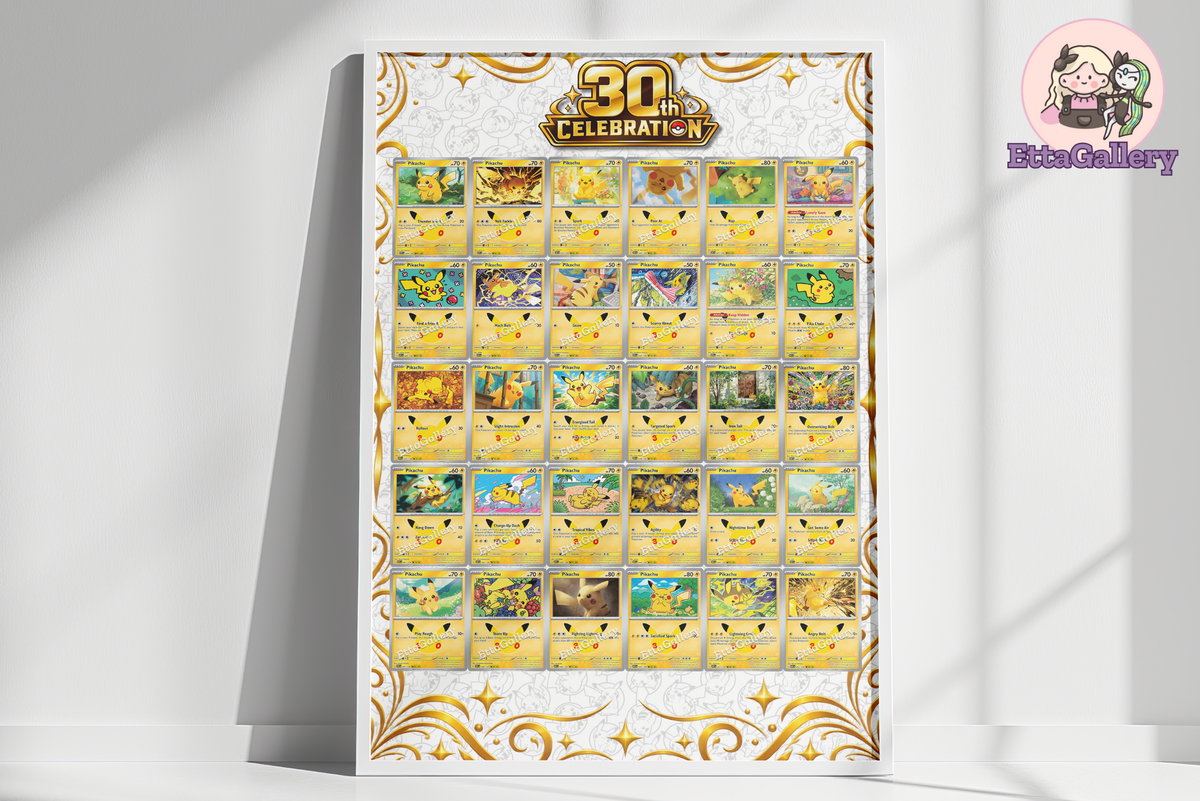 Pikachu Full Set from 30th Celebration (24x16 inches | 60x40 cm) | Poster Extended Art (Digital)