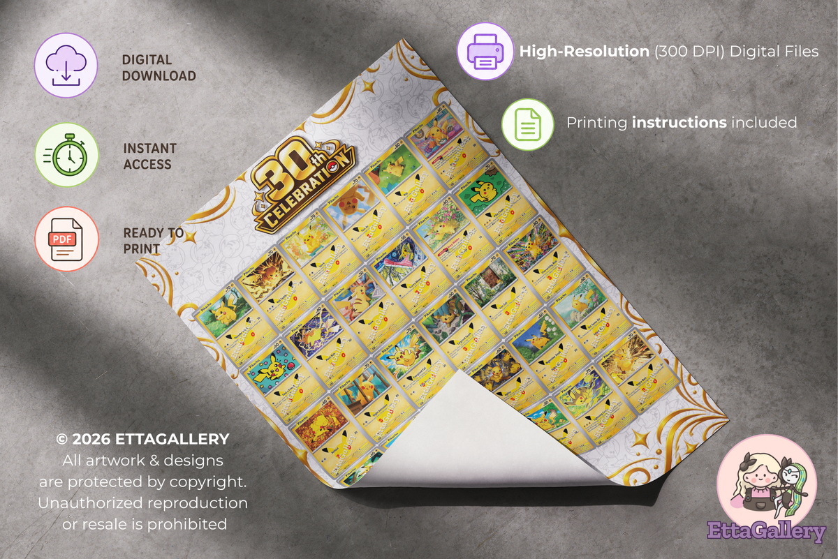 Pikachu Full Set from 30th Celebration (24x16 inches | 60x40 cm) | Poster Extended Art (Digital)
