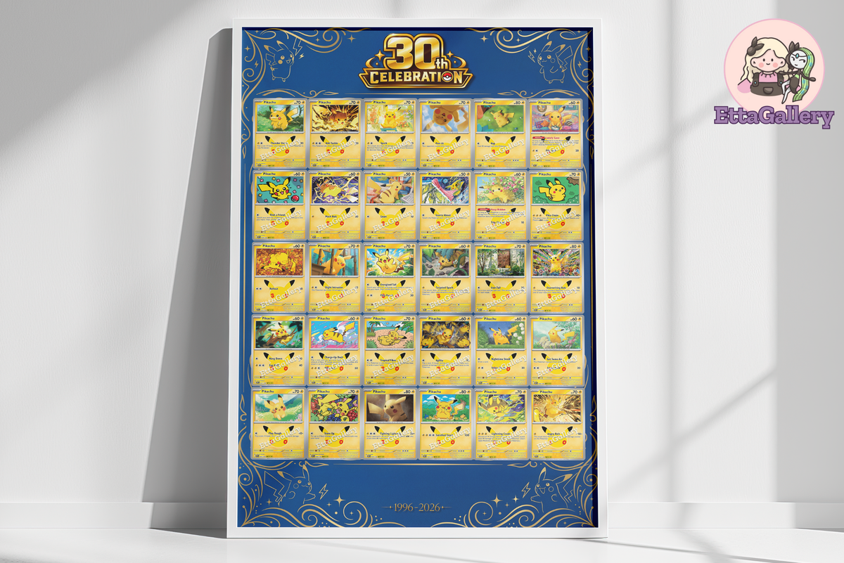 Pikachu Full Set from 30th Celebration (24x16 inches | 60x40 cm) | Poster Extended Art (Digital)