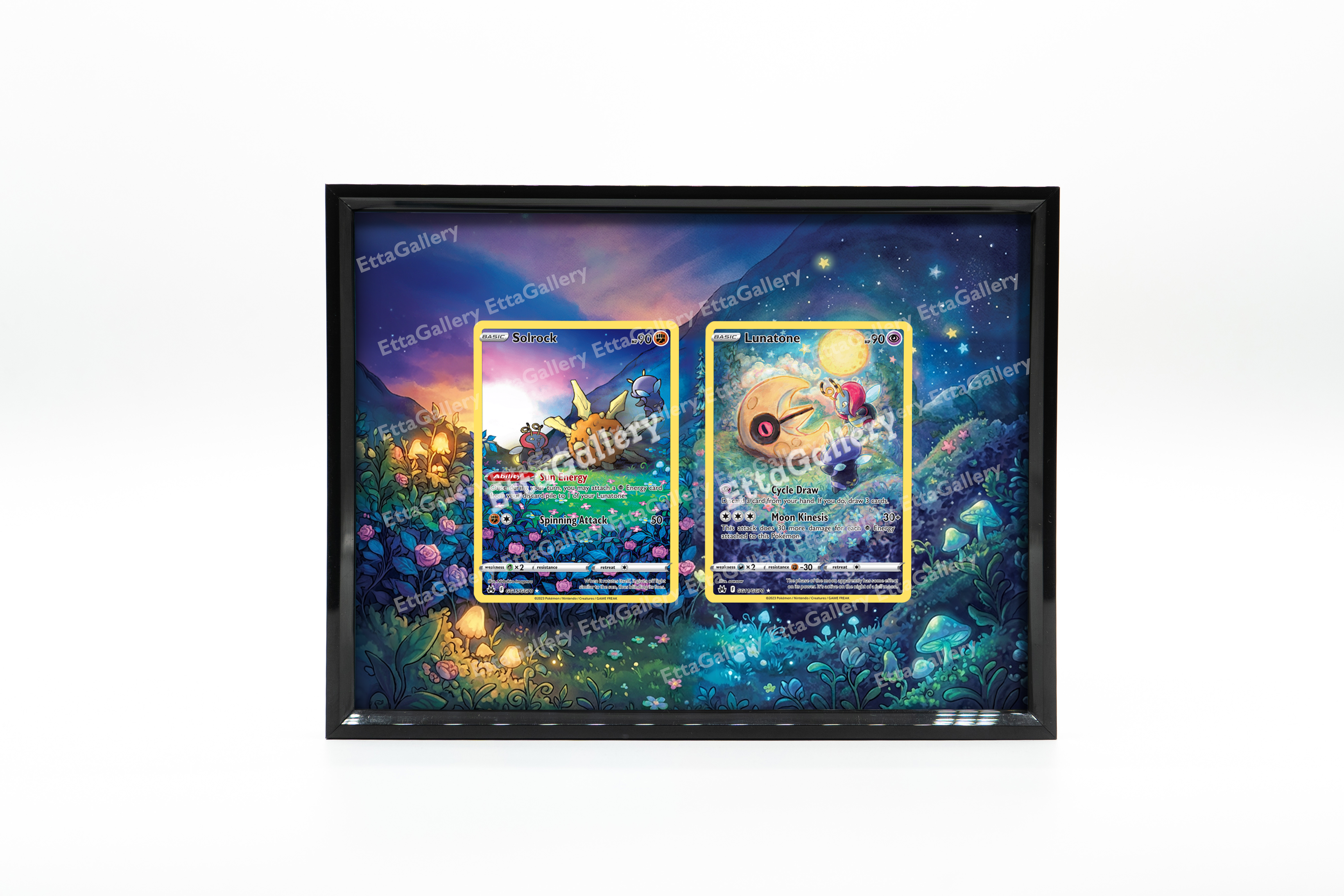 Solrock and Lunatone from Crown Zenith | Display Frame