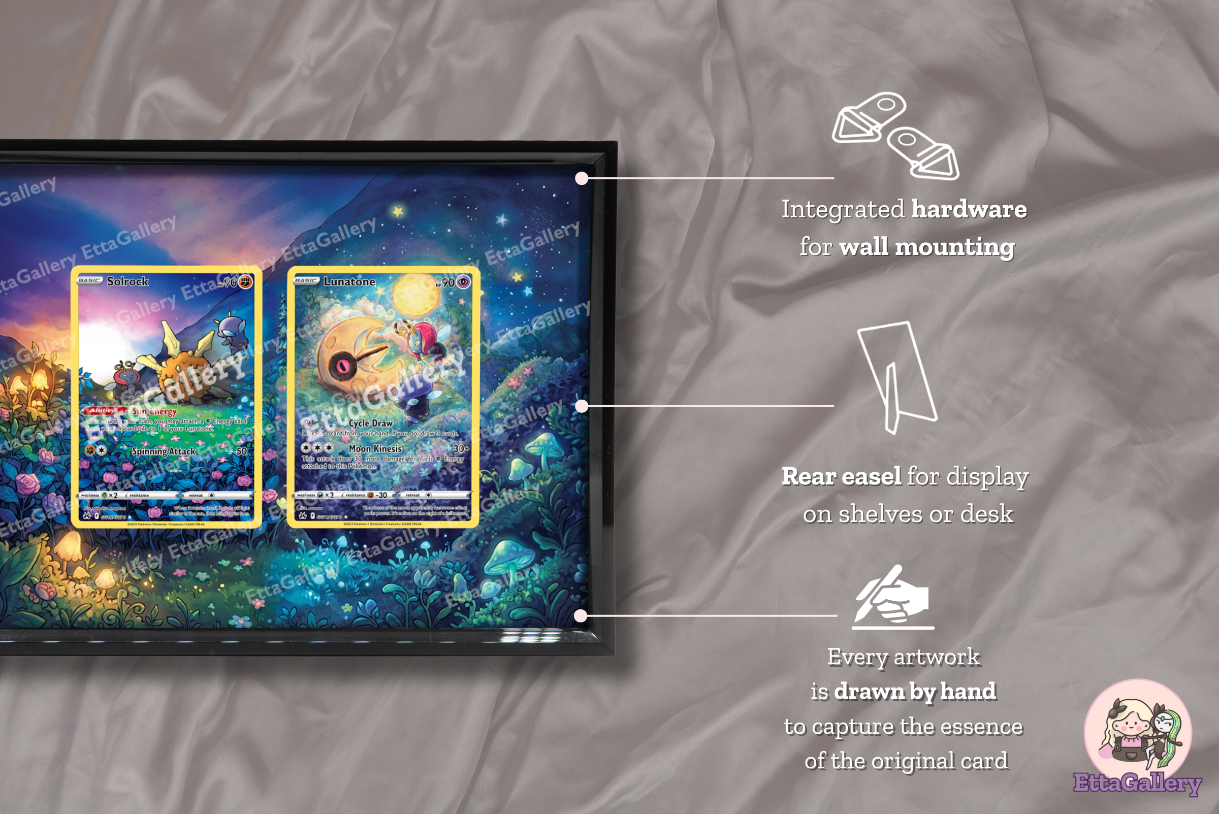 Solrock and Lunatone from Crown Zenith | Display Frame